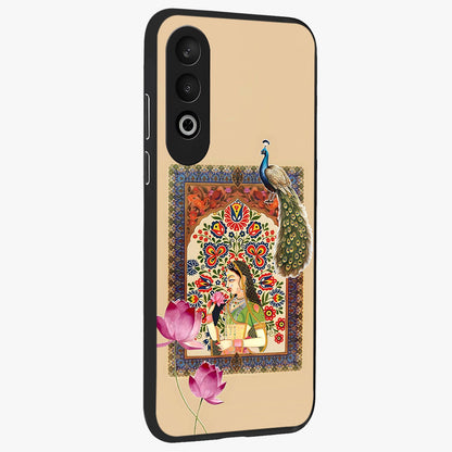 Mughal Princess and Peacock Glass Case for 1+Nord CE 4 side perspective highlighting detailed cultural textures and smooth premium build