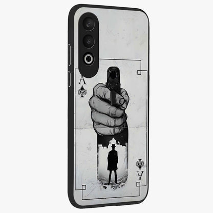 Noir Trigger Fate Glass Case for 1+Nord CE 4 side perspective highlighting strong contrast textures and premium edges