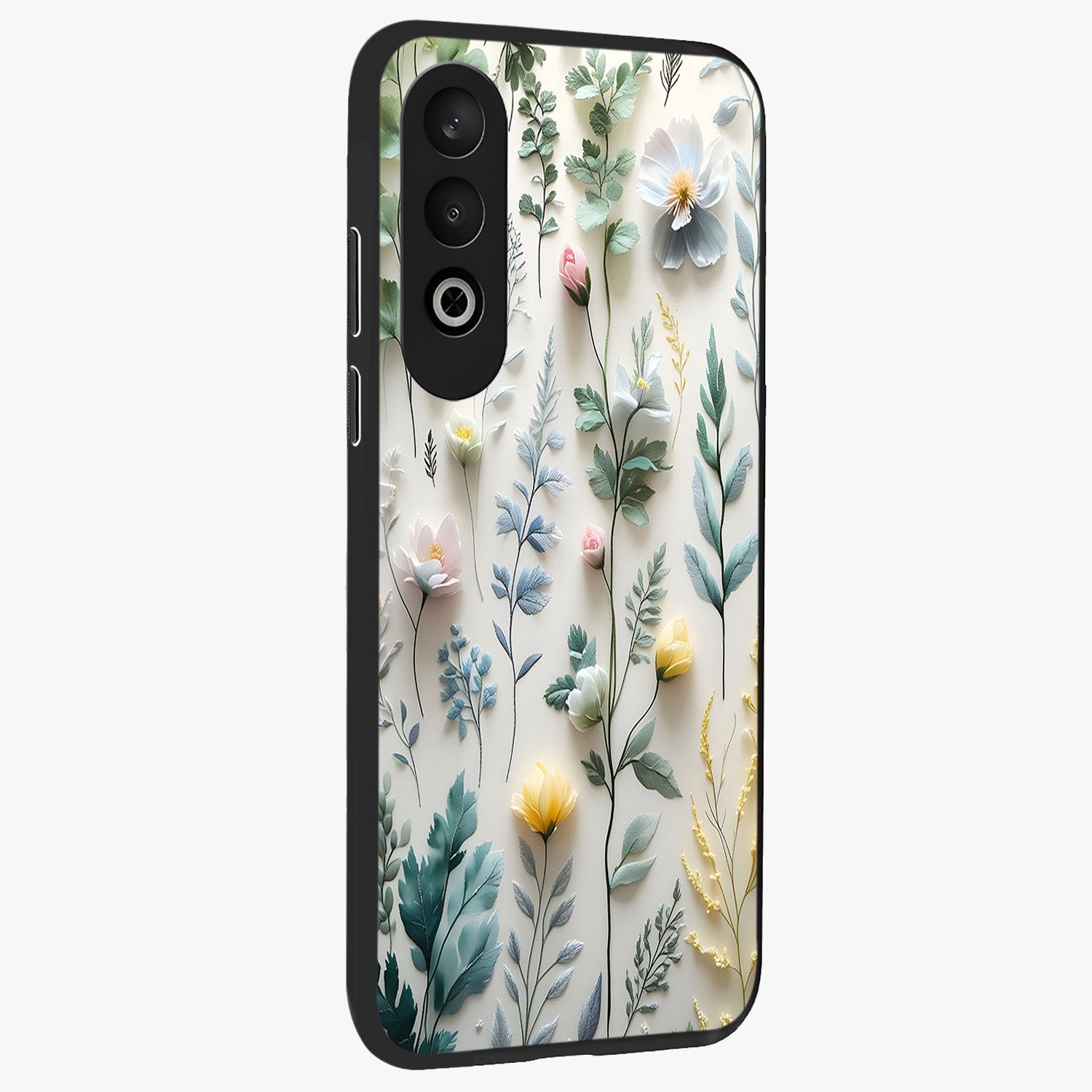 Pastel Garden Whispers Glass Case for 1+Nord CE 4 side perspective highlighting refined textures and smooth build