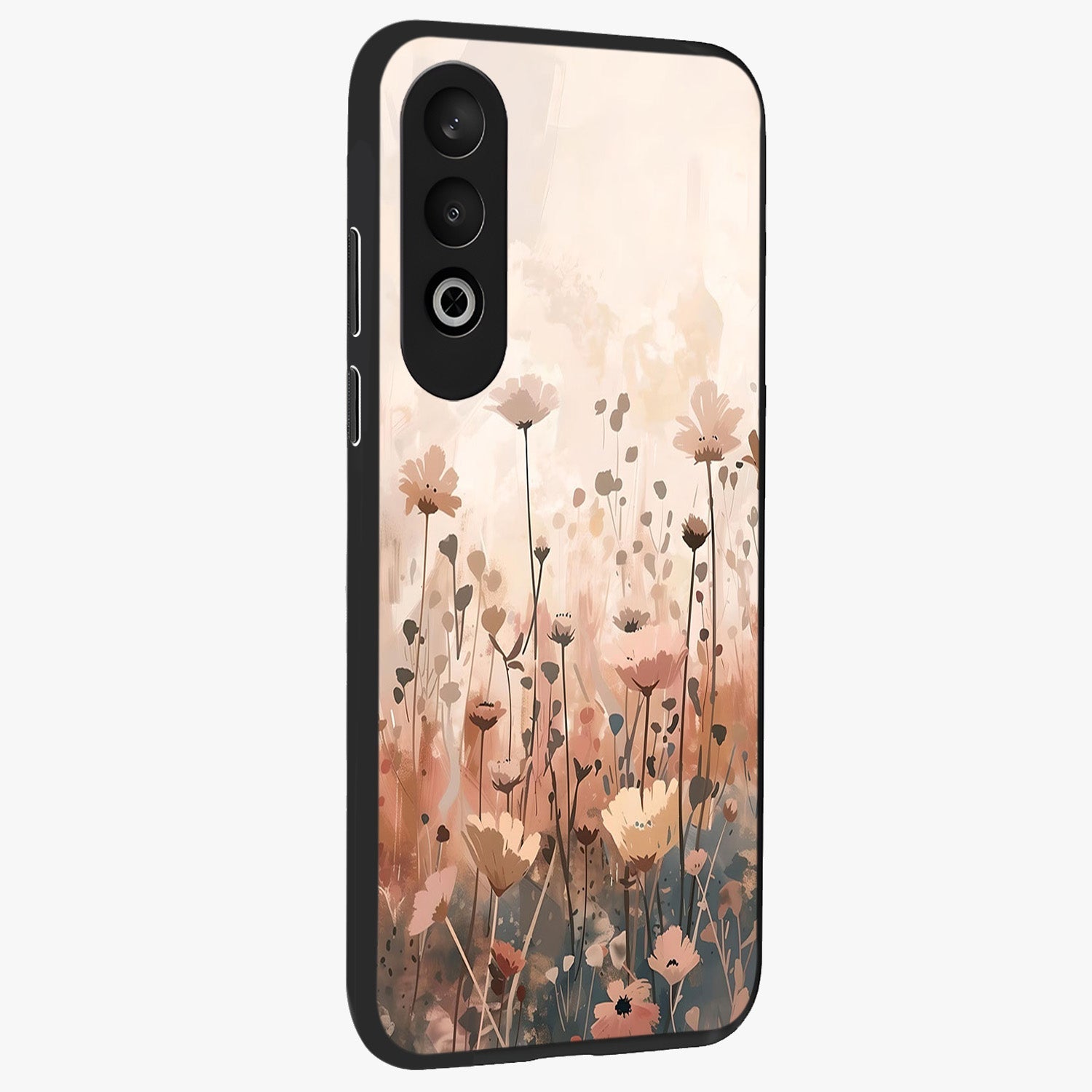 Pastel Wildflowers Glass Case for 1+Nord CE 4 side perspective highlighting vibrant bloom textures and smooth premium build