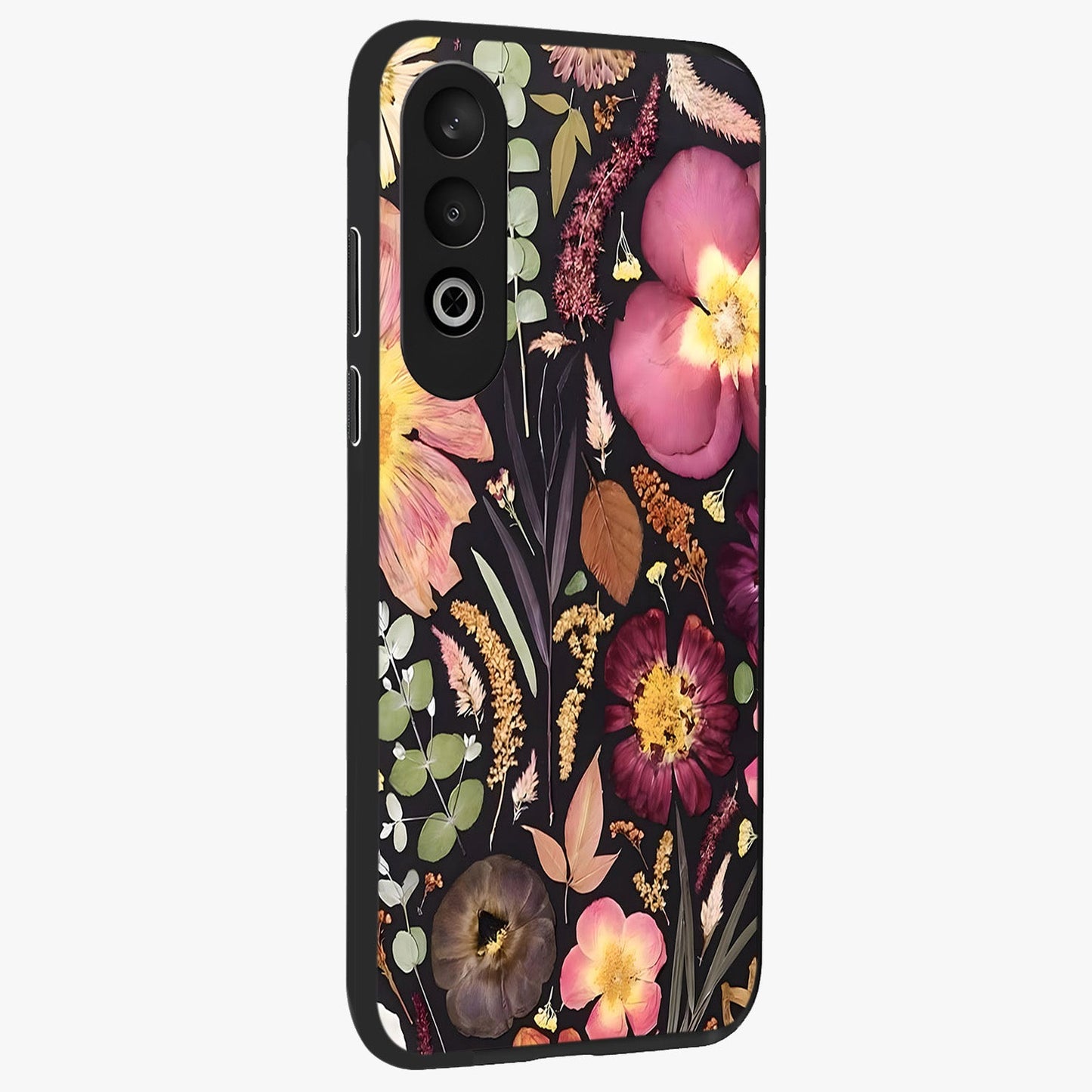 Petal Dream Tapestry Glass Case for 1+Nord CE 4 side perspective highlighting woven floral textures and sleek build