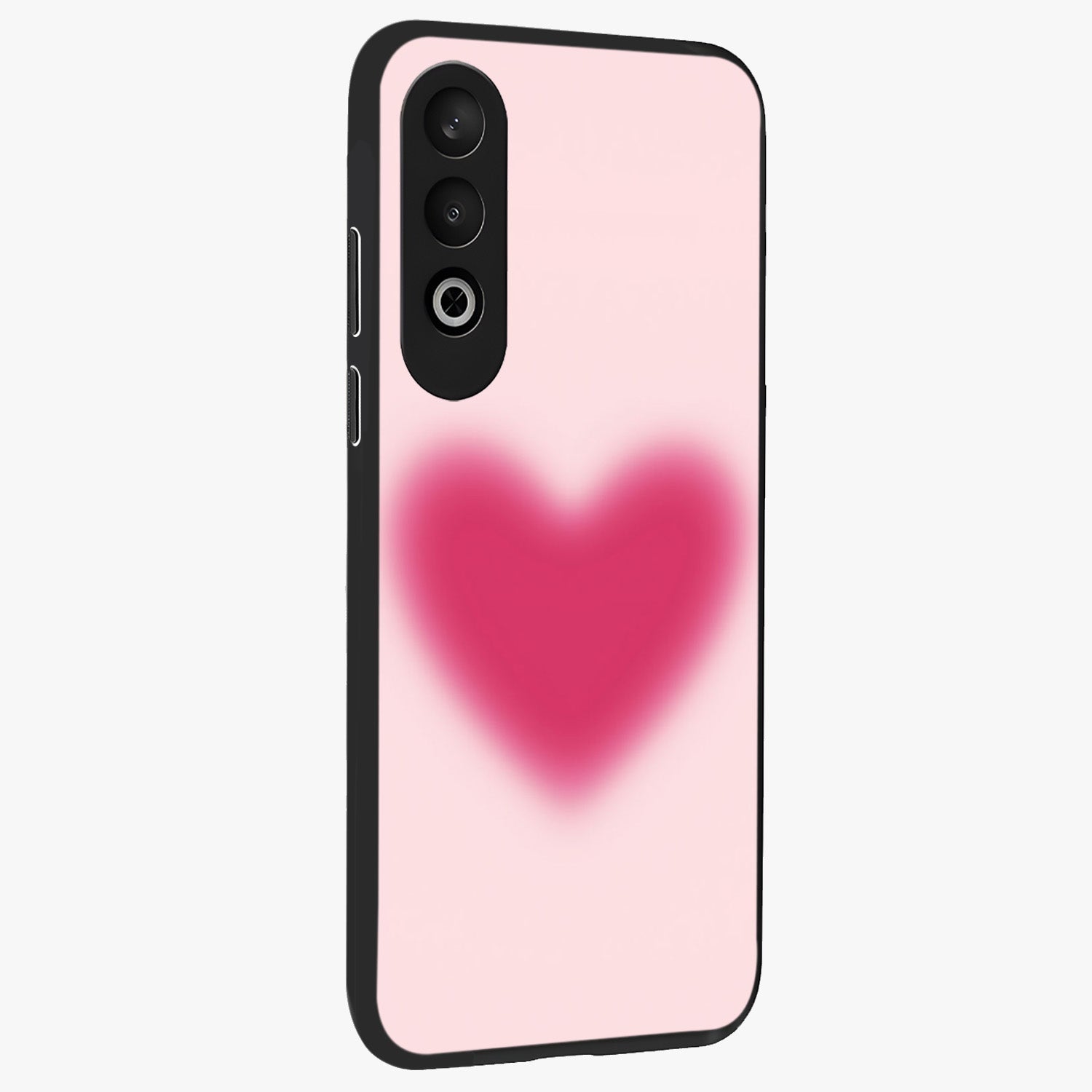 Pink Aura Heart Glass Case for 1+Nord CE 4 side perspective highlighting smooth gradients and premium edges