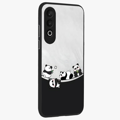 Playful Panda Parade Glass Case for 1+Nord CE 4 side perspective highlighting charming detailing and premium edges
