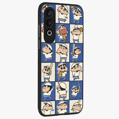 Playful Shin Swing Glass Case for 1+Nord CE 4 side perspective highlighting dynamic illustration textures and sleek build