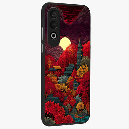 Red Scenery Hot Glass Case for 1+Nord CE 4 side perspective highlighting vivid gradient textures and smooth build