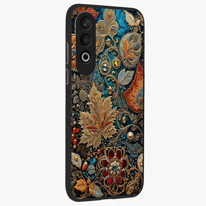 Royal Jewel Garden Glass Case for 1+Nord CE 4 side perspective highlighting intricate detailing and premium edges