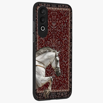 Royal Rider Tapestry Glass Case for 1+Nord CE 4 side perspective highlighting intricate textures and premium edges
