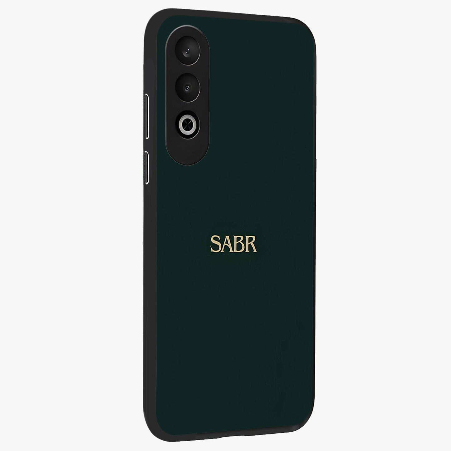 Sabr Minimal Patience Glass Case for 1+Nord CE 4 side perspective highlighting elegant text detailing and sleek build