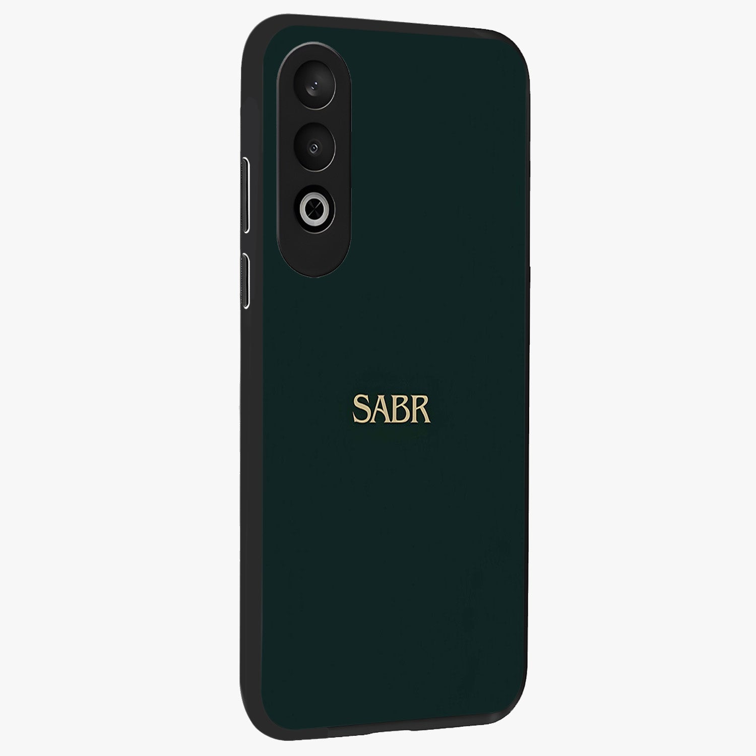 Sabr Minimal Patience Glass Case for 1+Nord CE 4 side perspective highlighting elegant text detailing and sleek build
