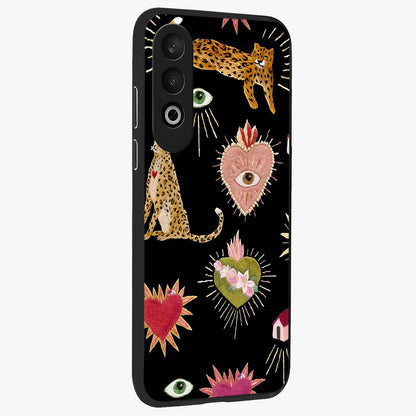 Sacred Jungle Heart Glass Case for 1+Nord CE 4 side perspective highlighting lush textures and premium edges