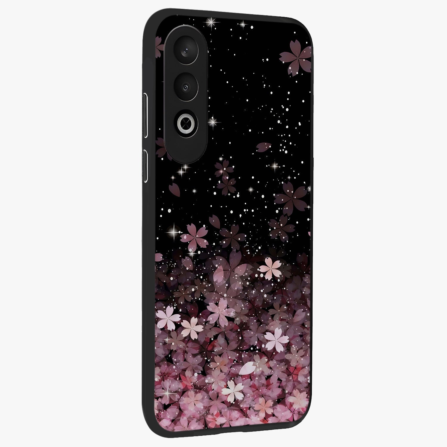 Small Starry Flowers Glass Case for 1+Nord CE 4 side perspective highlighting delicate bloom textures and premium edges