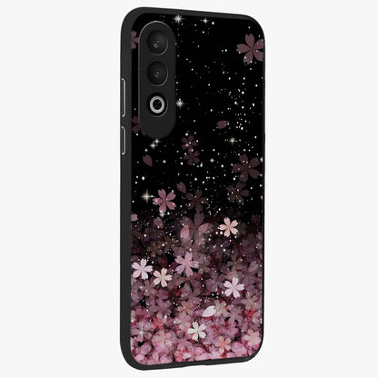 Small Starry Flowers Glass Case for 1+Nord CE 4 side perspective highlighting delicate bloom textures and premium edges