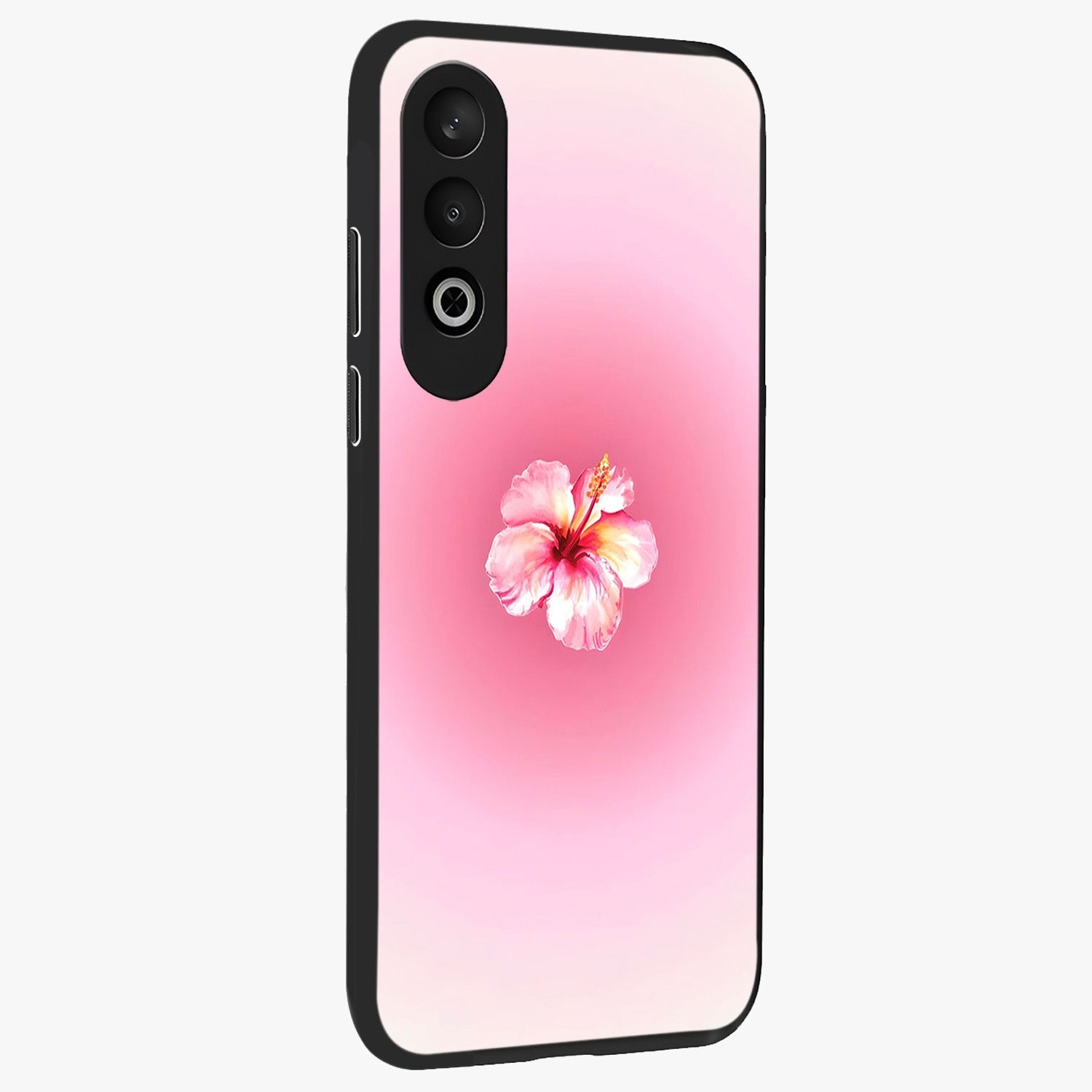 Soft Petal Serenity Glass Case for 1+Nord CE 4 side perspective highlighting refined petal textures and premium edges