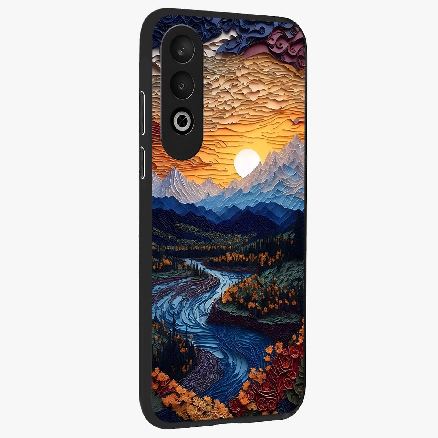 Sunrise River Dreams Glass Case for 1+Nord CE 4 side perspective highlighting serene water textures and smooth build