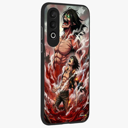 Titan Awakening Fury Glass Case for 1+Nord CE 4 side perspective highlighting bold textures and premium edge finish