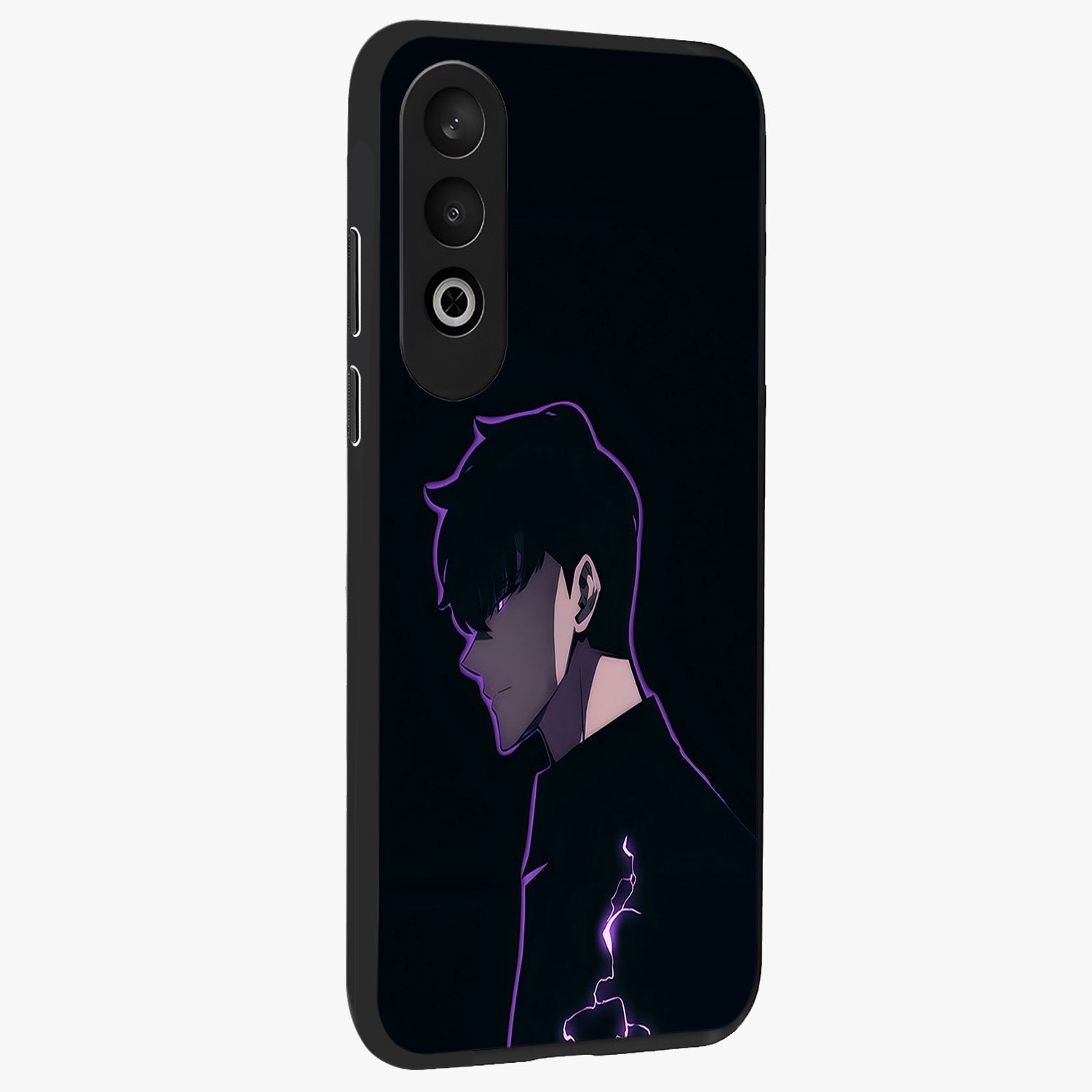 Void Lightning Phantom Glass Case for 1+Nord CE 4 side perspective highlighting sharp energy textures and premium edges
