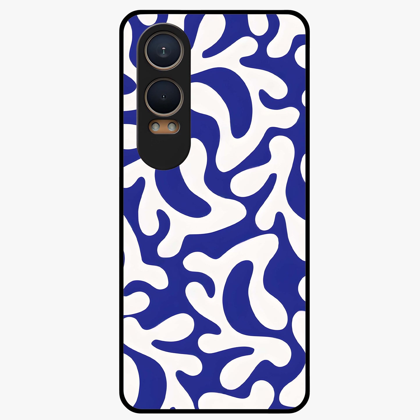 Abstract Coral Waves Glass Case for 1+Nord CE 4 Lite front view featuring flowing ocean inspired coral wave artwork