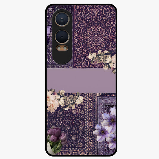 Antique Floral Whisper Glass Case for 1+Nord Ce 4 Lite vintage front view featuring soft antique floral artwork