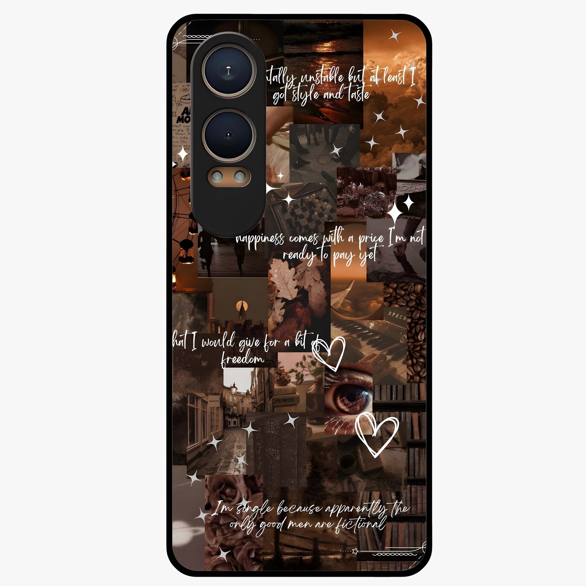Bittersweet Aesthetic Chaos Glass Case for 1+Nord CE 4 Lite bold front view featuring expressive abstract aesthetic artwork
