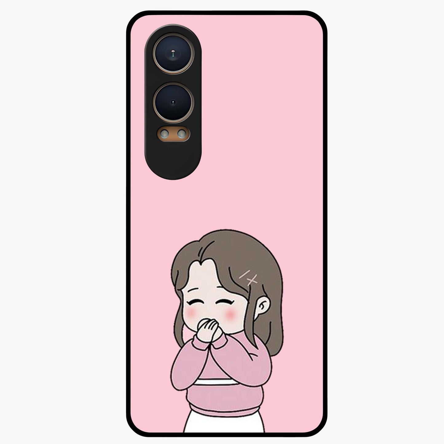 Blushing Love Moment Glass Case for 1+Nord CE 4 Lite romantic front view featuring soft blush love themed artwork