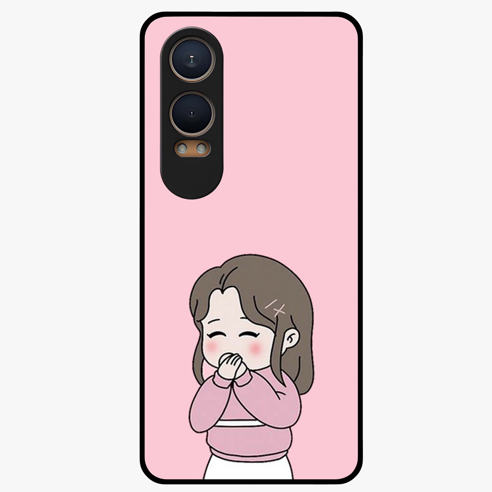 Blushing Love Moment Glass Case for 1+Nord CE 4 Lite romantic front view featuring soft blush love themed artwork