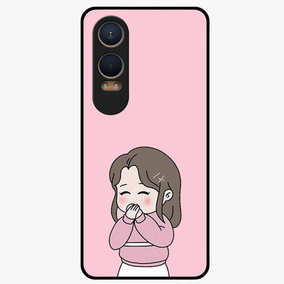 Blushing Love Moment Glass Case for 1+Nord CE 4 Lite romantic front view featuring soft blush love themed artwork