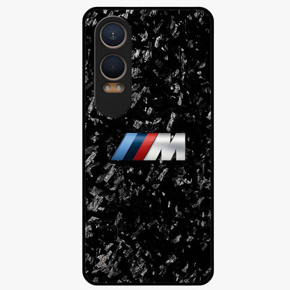 Carbon Speed Mark Glass Case for 1+Nord CE 4 Lite bold front view featuring carbon fiber texture and racing inspired design