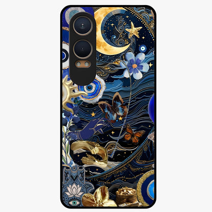 Celestial Blessing Shield Glass Case for 1+Nord CE 4 Lite spiritual front view featuring protective celestial symbol artwork