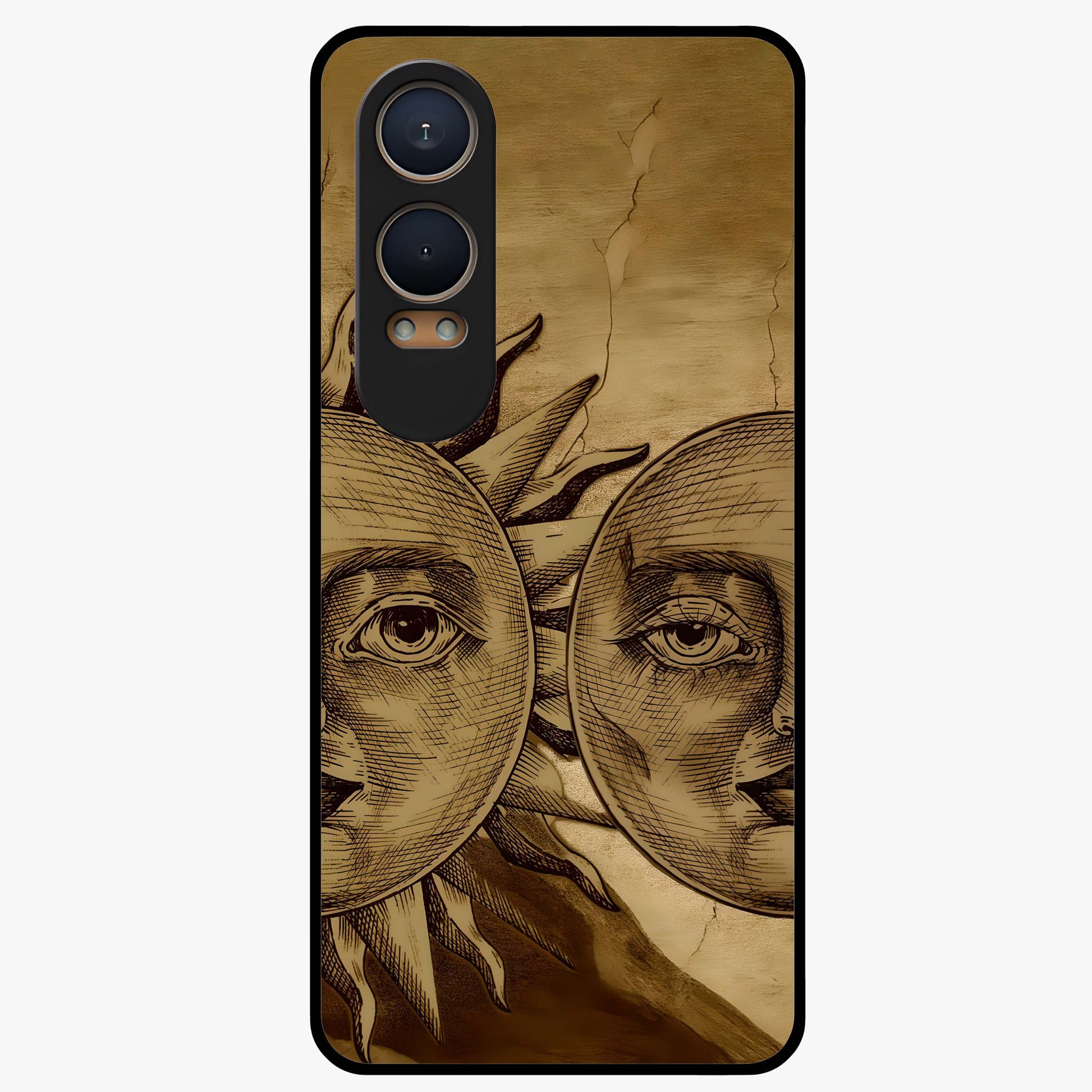 Celestial Relic Glow Glass Case for 1+Nord CE 4 Lite mystical front view featuring ancient relic inspired cosmic artwork