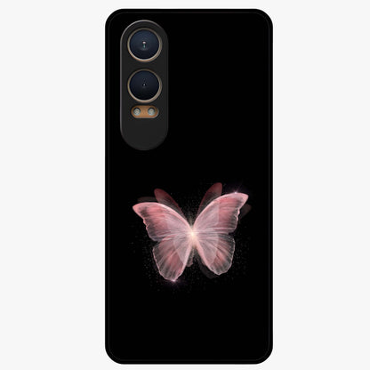 Celestial Wings Butterfly Glass Case for 1+Nord CE 4 Lite elegant front view featuring butterfly artwork with cosmic accents
