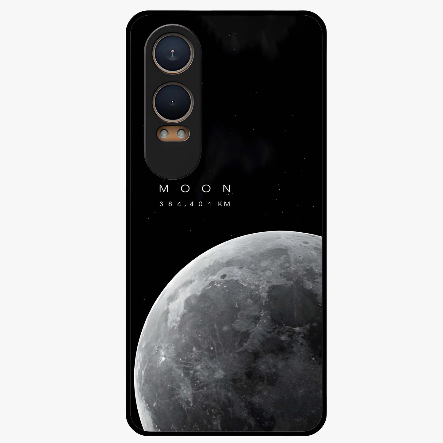 Cosmic Moon Glow Glass Case for 1+Nord CE 4 Lite serene front view featuring glowing moon artwork with celestial tones