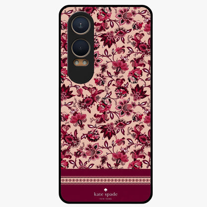 Crimson Rose Charm Glass Case for 1+Nord CE 4 Lite elegant front view featuring rich red rose artwork