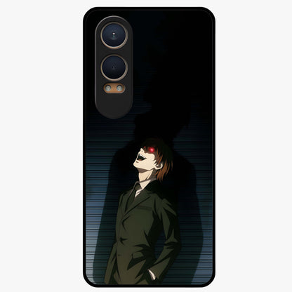 Crimson Shadow King Glass Case for 1+Nord CE 4 Lite striking front view featuring bold shadow inspired crimson artwork