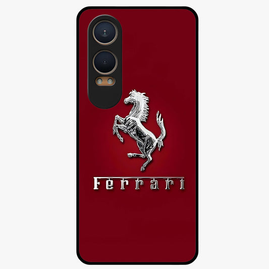 Crimson Stallion Prestige Glass Case for 1+Nord Ce 4 Lite powerful front view featuring majestic stallion artwork in crimson tones