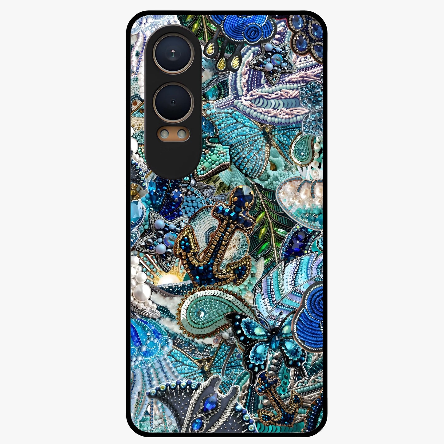 Crystal Ocean Magic Glass Case for 1+Nord CE 4 Lite vibrant front view featuring sparkling ocean inspired artwork