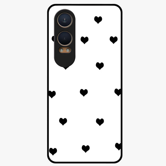 Cute Simple White Hearts Glass Case for 1+Nord Ce 4 Lite powerful front view featuring dark ascension themed artwork