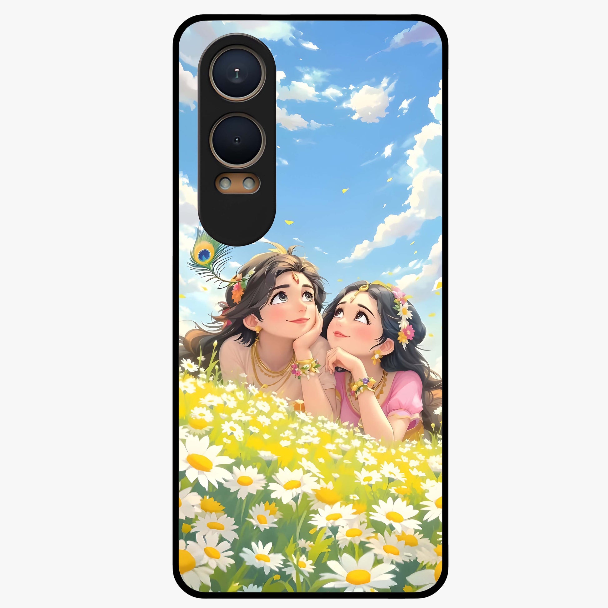 Daisy Daydream Love Glass Case for 1+Nord CE 4 Lite soft front view featuring romantic daisy floral artwork