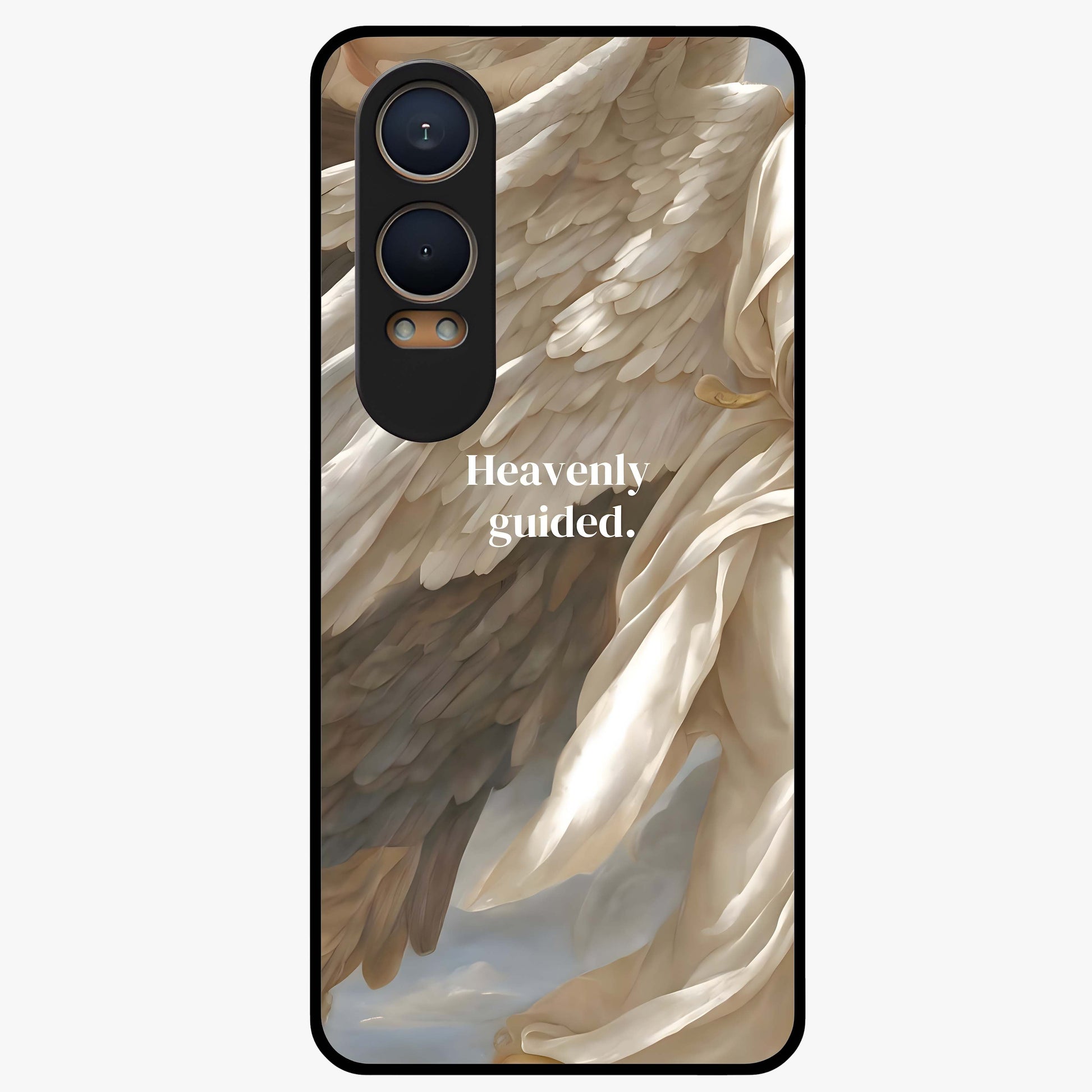 Divine Winged Grace Glass Case for 1+Nord CE 4 Lite graceful front view featuring timeless spiritual artwork
