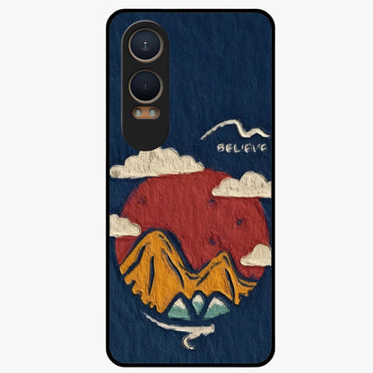 Dream Beyond Mountains Glass Case for 1+Nord CE 4 Lite scenic front view featuring inspirational mountain landscape artwork