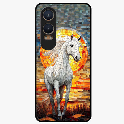 Elected Horse Glass Case for 1+Nord CE 4 Lite bold front view featuring powerful horse illustration artwork