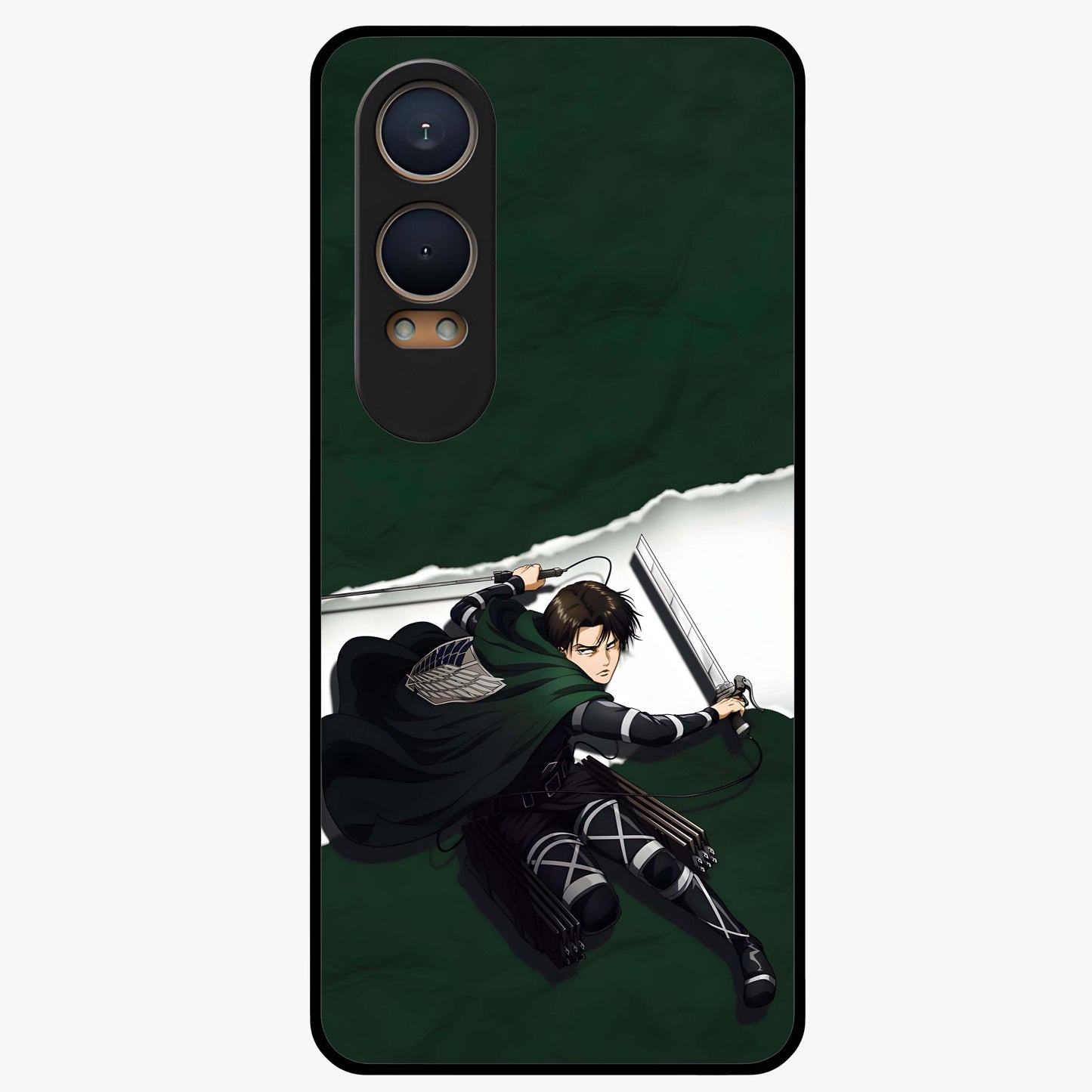 Emerald War Vanguard Glass Case for 1+Nord CE 4 Lite striking front view featuring warrior inspired artwork in emerald tones