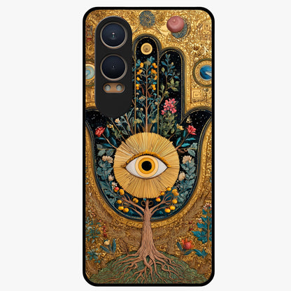 Ethereal Evil Eye Glass Case for 1+Nord CE 4 Lite mystical front view featuring soft glowing evil eye artwork
