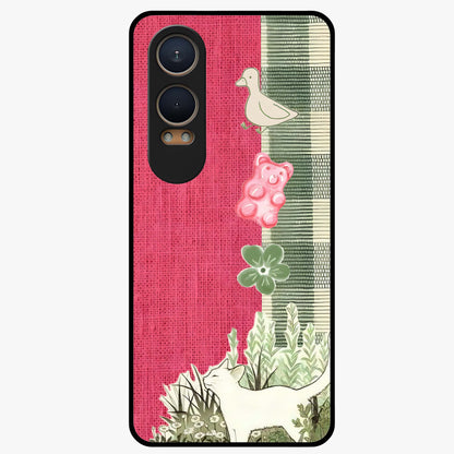 Fabric Patterns Glass Case for 1+Nord CE 4 Lite stylish front view featuring textile inspired pattern artwork