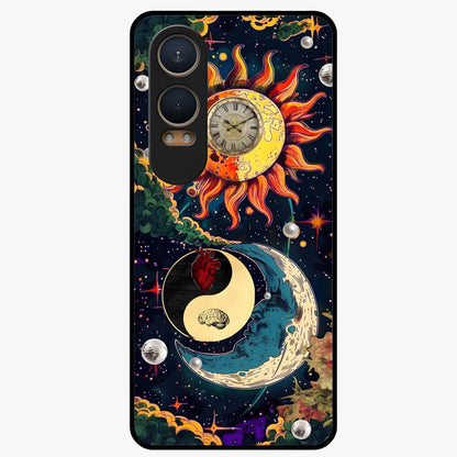 Future Universe Glass Case for 1+Nord CE 4 Lite futuristic front view featuring cosmic inspired abstract artwork