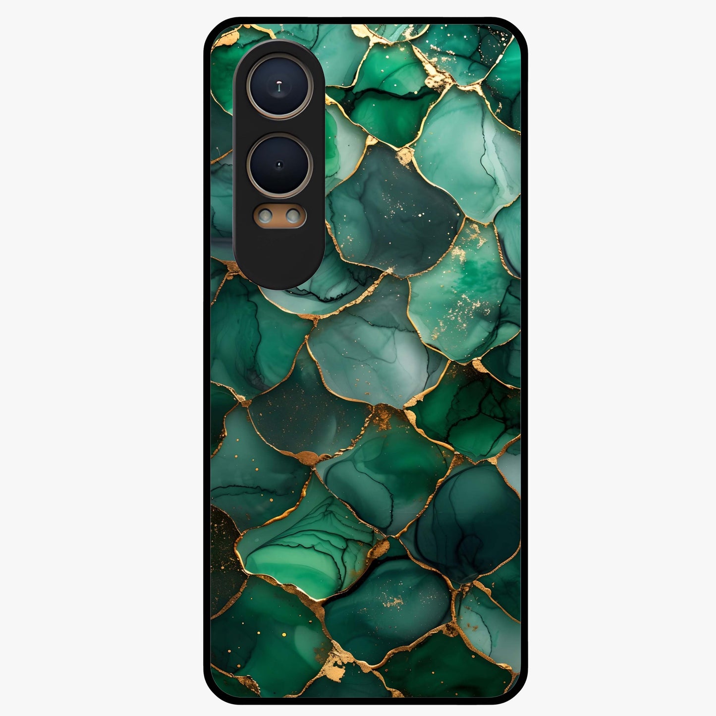 Geometric Polyester Pattern Glass Case for 1+Nord CE 4 Lite modern front view featuring abstract geometric pattern artwork