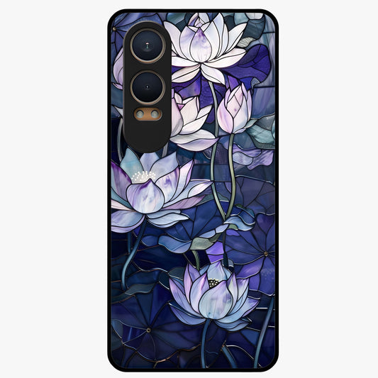 Gloss Petal Rush Glass Case for 1+Nord Ce 4 Lite bold front view featuring dynamic floral artwork with glossy appeal