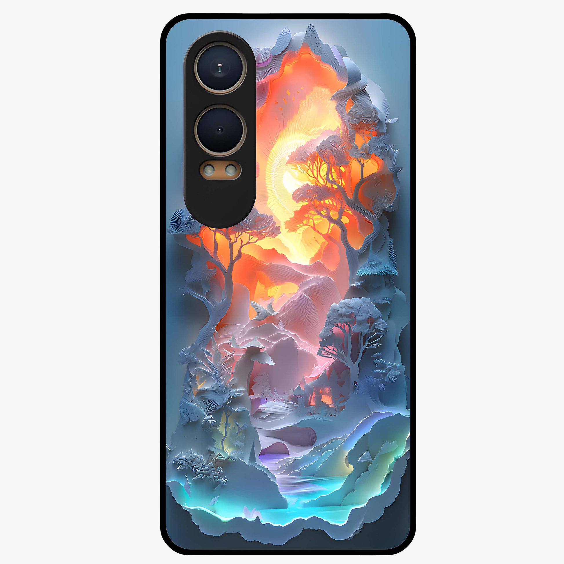 Glow Forest Portal Glass Case for 1+Nord CE 4 Lite mystical front view featuring glowing forest gateway artwork