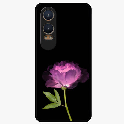 Glow Petal Bloom Glass Case for 1+Nord CE 4 Lite radiant front view featuring luminous floral artwork