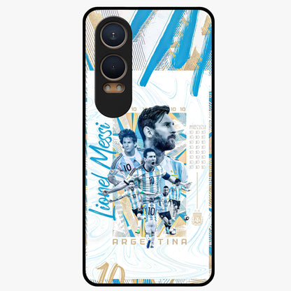 Golden Number Ten Glass Case for 1+Nord CE 4 Lite bold front view featuring stylish number ten artwork in golden tones