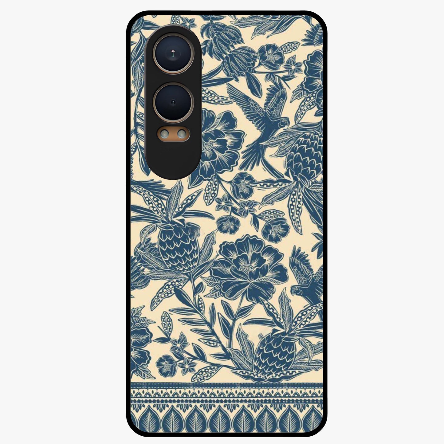 Heirloom Wild Bloom Glass Case for 1+Nord CE 4 Lite elegant front view featuring vintage inspired wild floral artwork